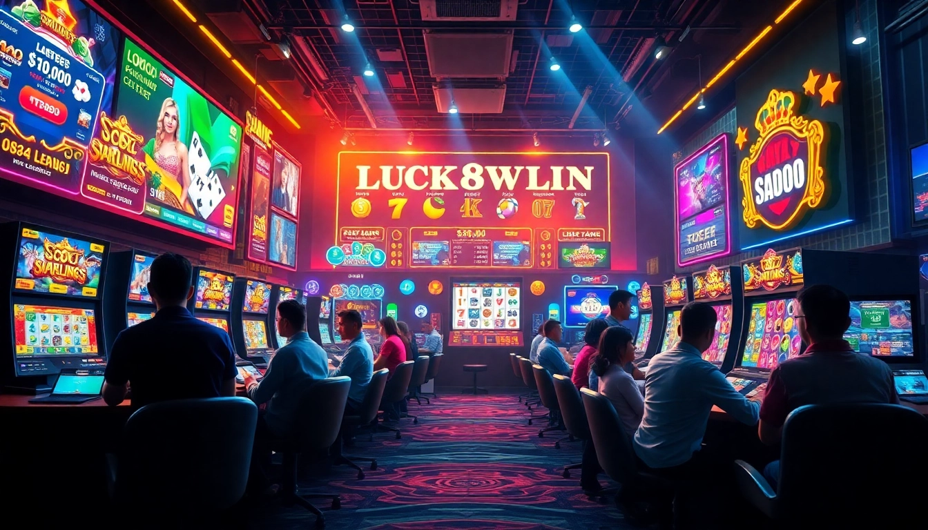 Experience the thrill of online betting at luck8win.live, showcasing a vibrant virtual casino atmosphere filled with engaged players and exciting game graphics.