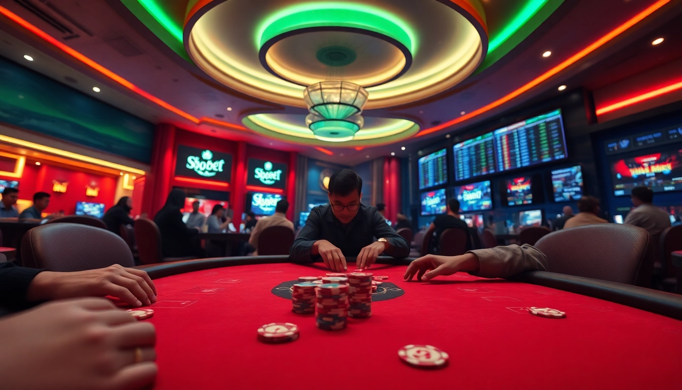 SBOBET gaming environment showcasing poker action and live betting at sbobet.dance.