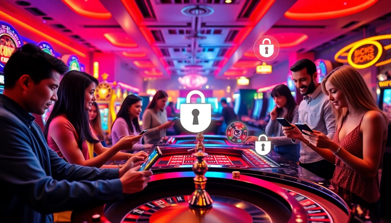 A dynamic online gaming experience at good88.hu.net featuring players engaged in casino games with vibrant visuals and security assurance.