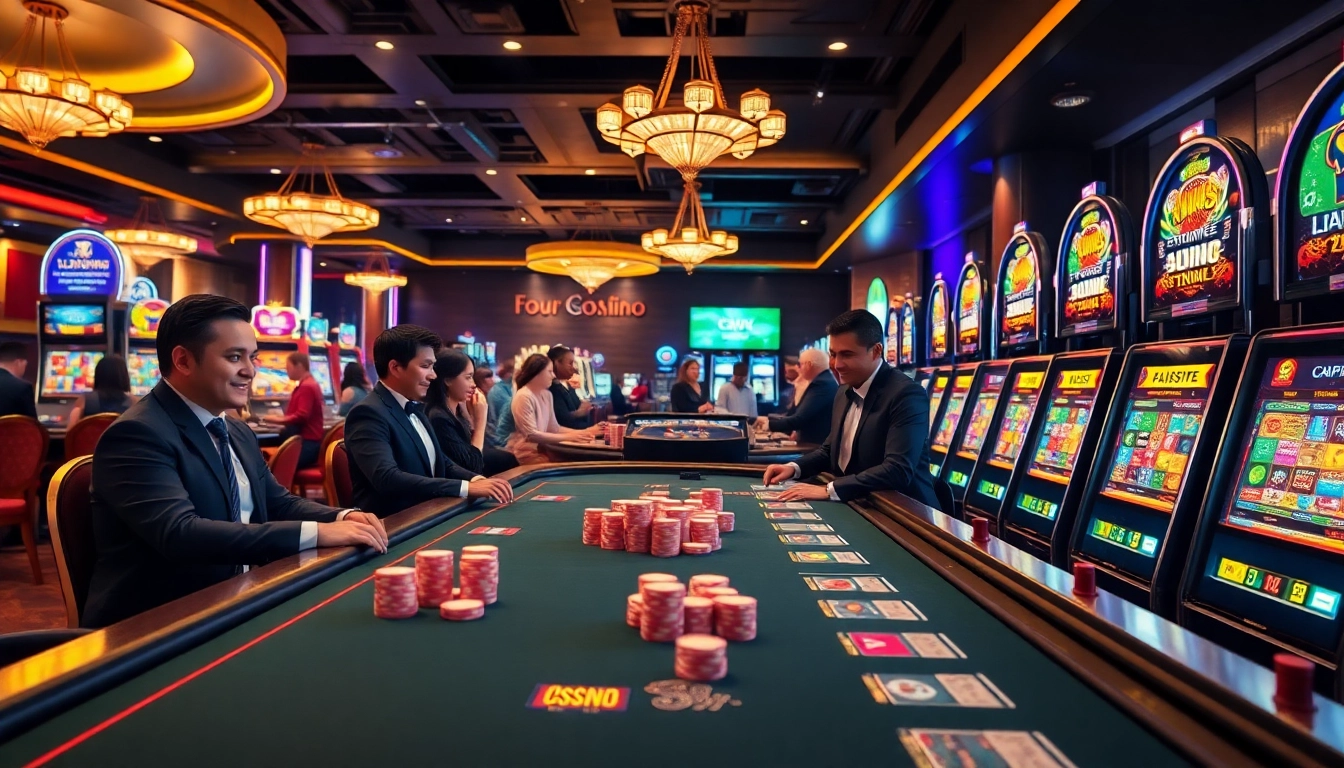 Experience the thrill of lc 88 with vibrant casino tables and colorful slot machines.