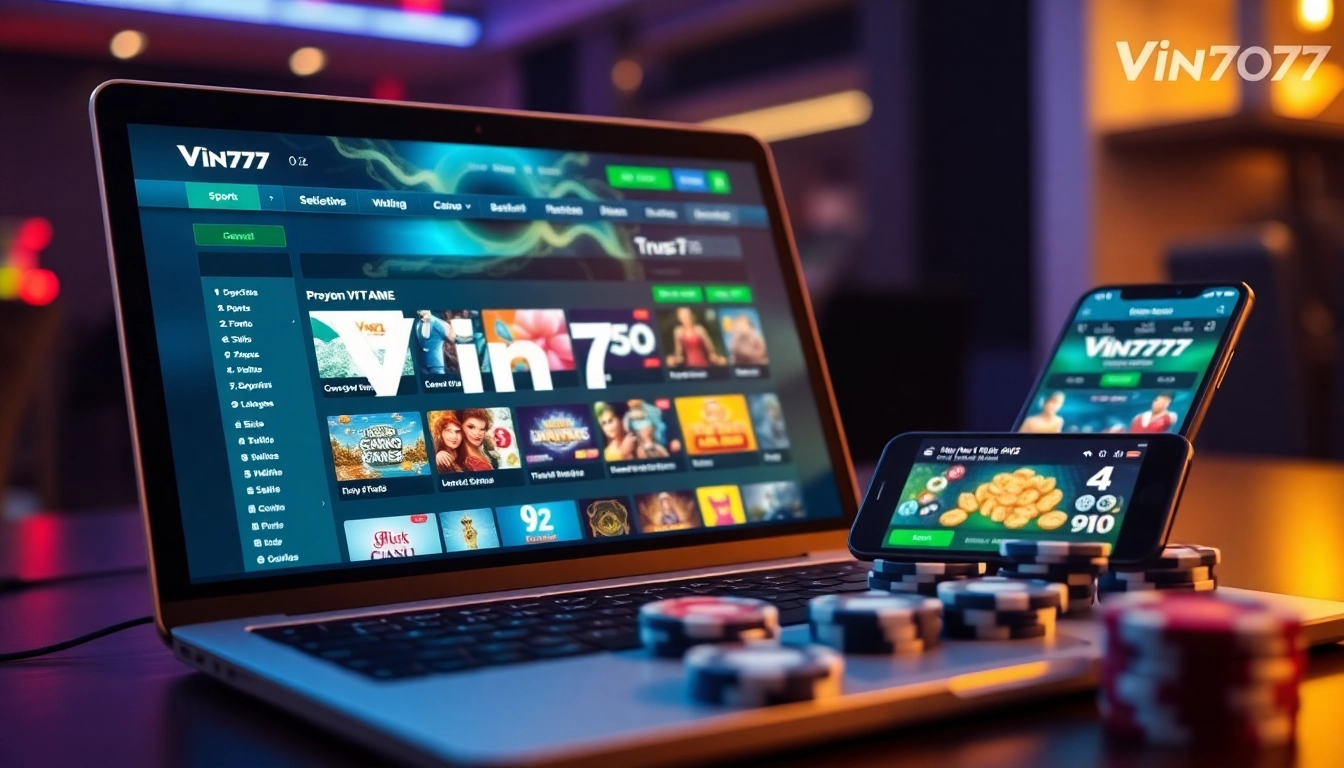 Interactive gaming interface showcasing vin777.gb.net's online betting options, with vibrant colors and a professional layout.